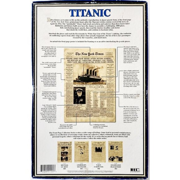 1998 Titanic Wreck Jigsaw Puzzle New York Times Front Page Herbko 1000 Pcs GstRm - Picture 4 of 4